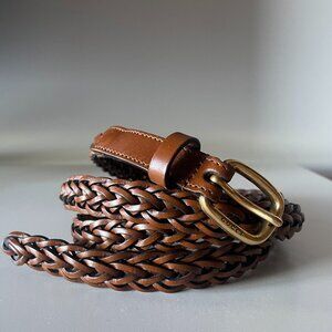 Gucci Brown Braided Leather Skinny Belt 85 CM (34 inches)